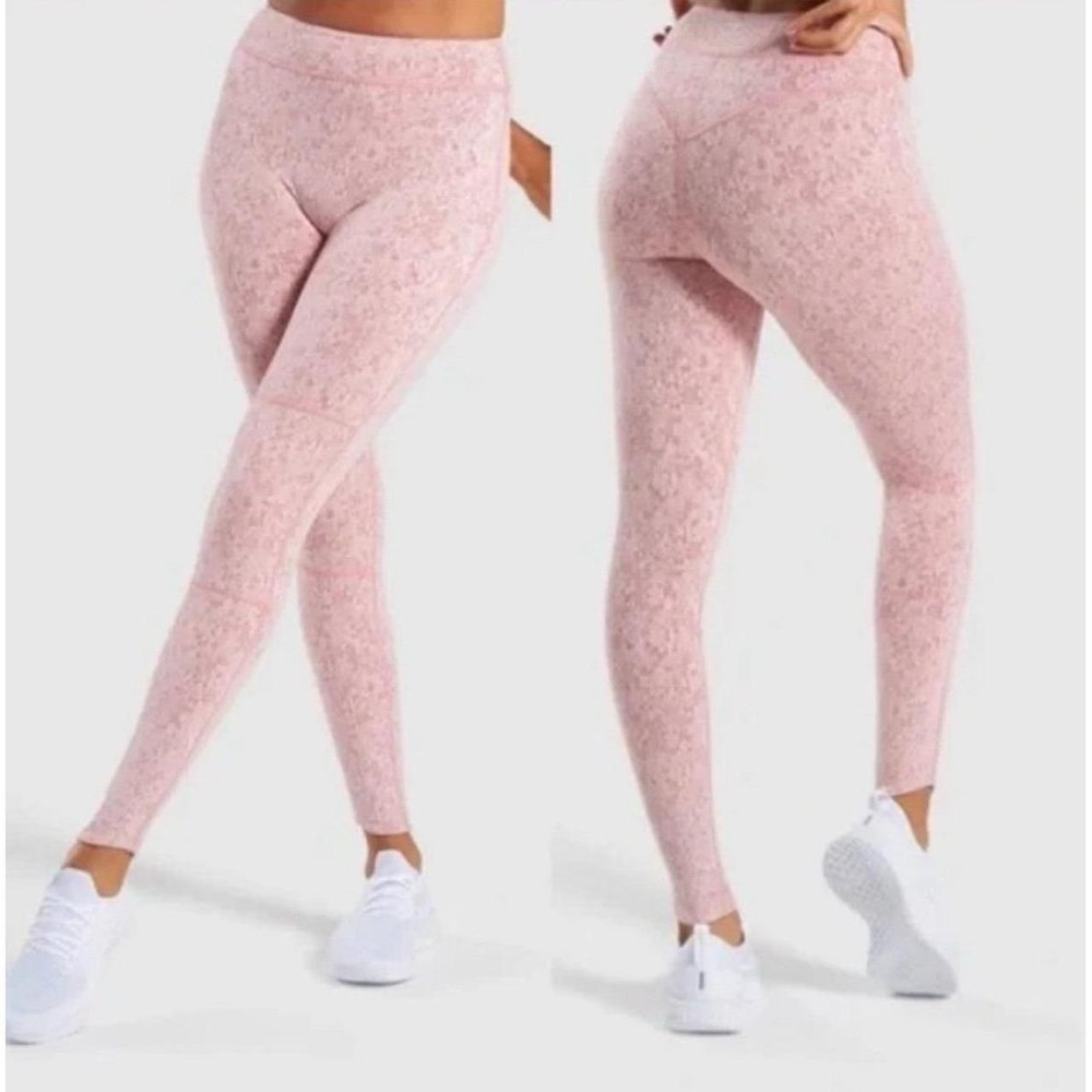Gymshark Adapt Fleck Seamless Leggings Pink White Marl High Waisted Small
